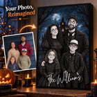 Custom Photo Premium Matte Canvas – Personalized Halloween Decor & Birthday Gift for Mom, Dad, Brother, Sister – The Spooky Bunch